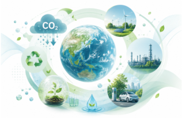 Carbon Dioxide Utilization Globe Illustration